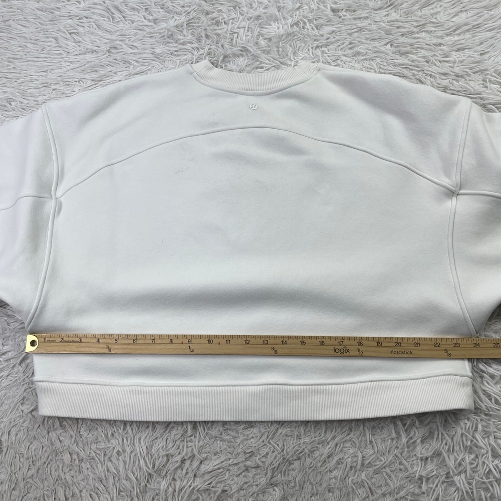 Lululemon Sweater Womens Large White Softstreme Perfectly Oversized Cropped Crew - Picture 6 of 8